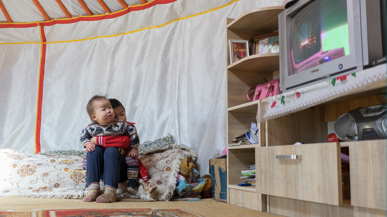 Toddlers living in Mongolia's ger district